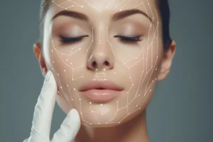 Facial mapping used in Juvederm Skinvive treatment to target specific hydration zones.