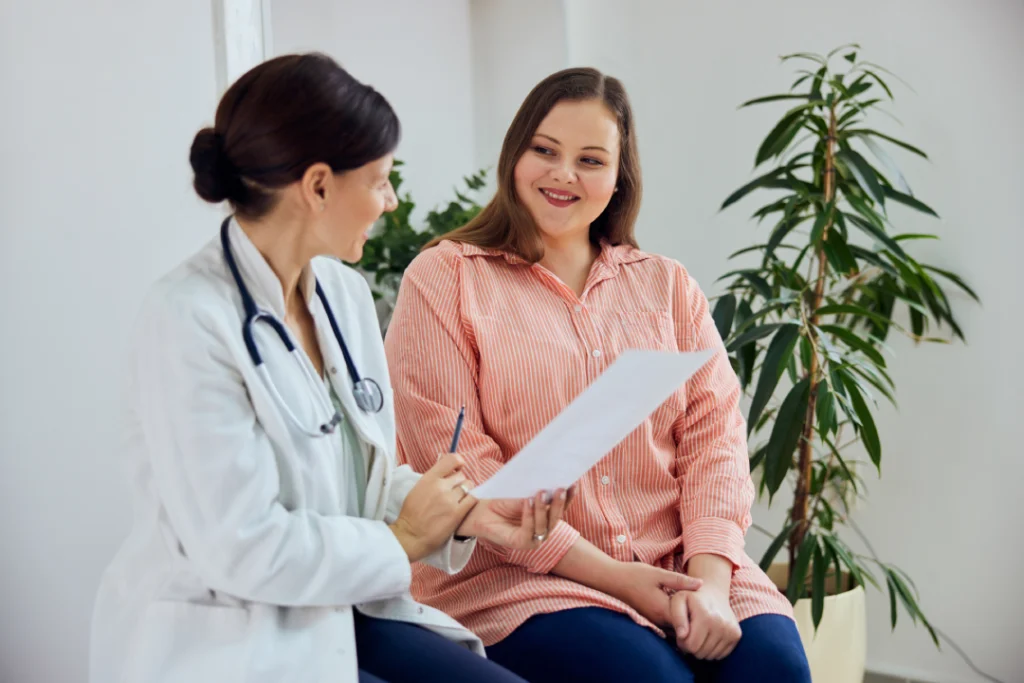 A doctor consulting with a patient about Semaglutide for weight loss treatment.